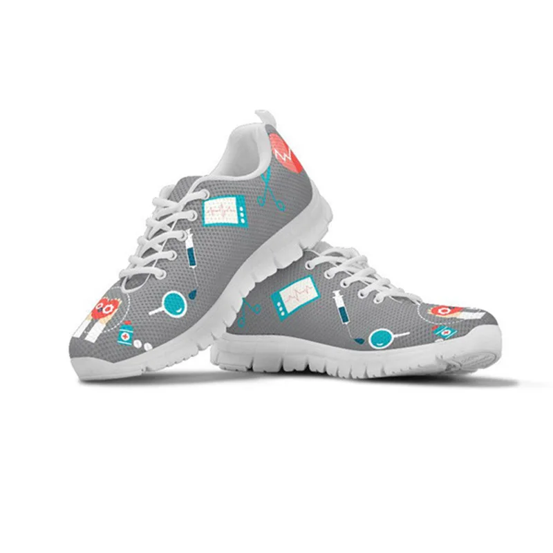 

THIKIN Girls Shoes Cute Doctor Printing Flat Sneakers Outdoor Running Shoes Lace Up Air Mesh Lightweight Beach Shoes