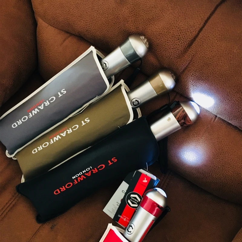 

PALONY Creative LED Umbrella Flashlight Umbrella Rain Women Brand Men Large Automatic Windproof Three Folding Umbrella