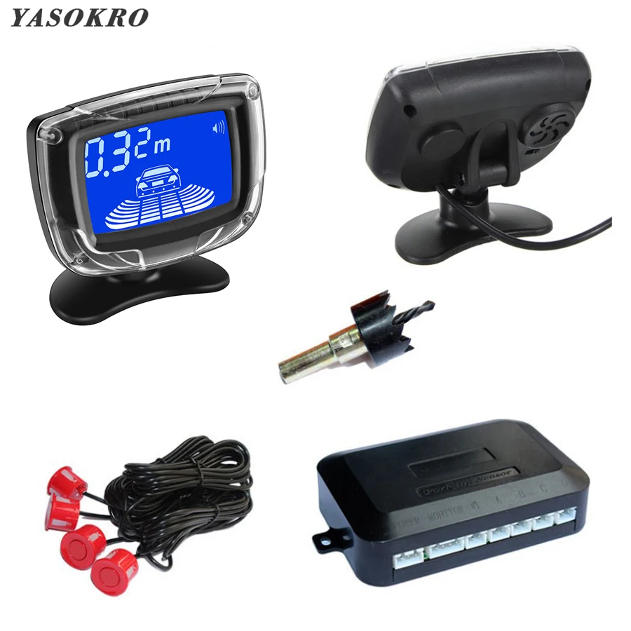 Vehicle Parking Sensor Car Reverse Radar Distance LCD Display With 4 Sensors Backup Parking Radar Monitor Detector Alarm System