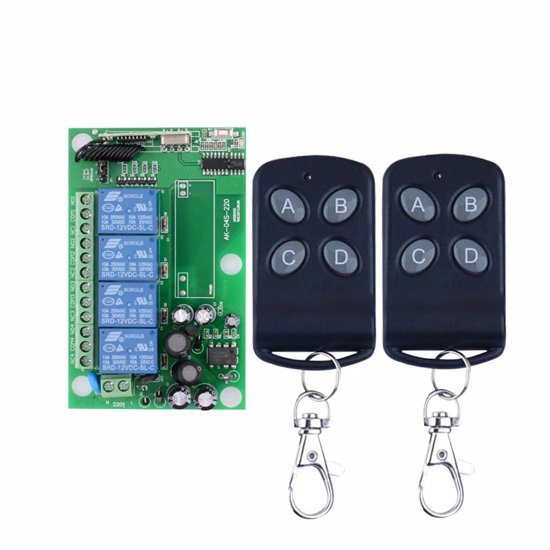 

AC 85V~250V 220V 110V 4CH RF Wireless Remote Control Switch system 220V relays receiver remote control transmitter
