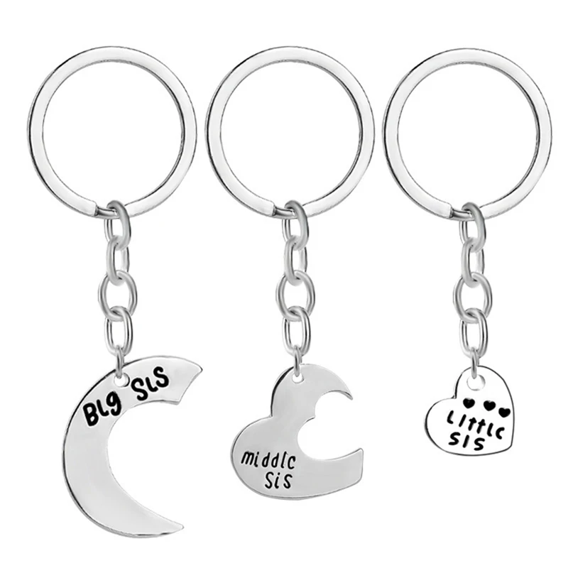 HOLLP 3 PCS Best Friend Jewelry Big Sister Middle Sister Little Sister Keyring Set Sister Gifts Keychain for Sisters