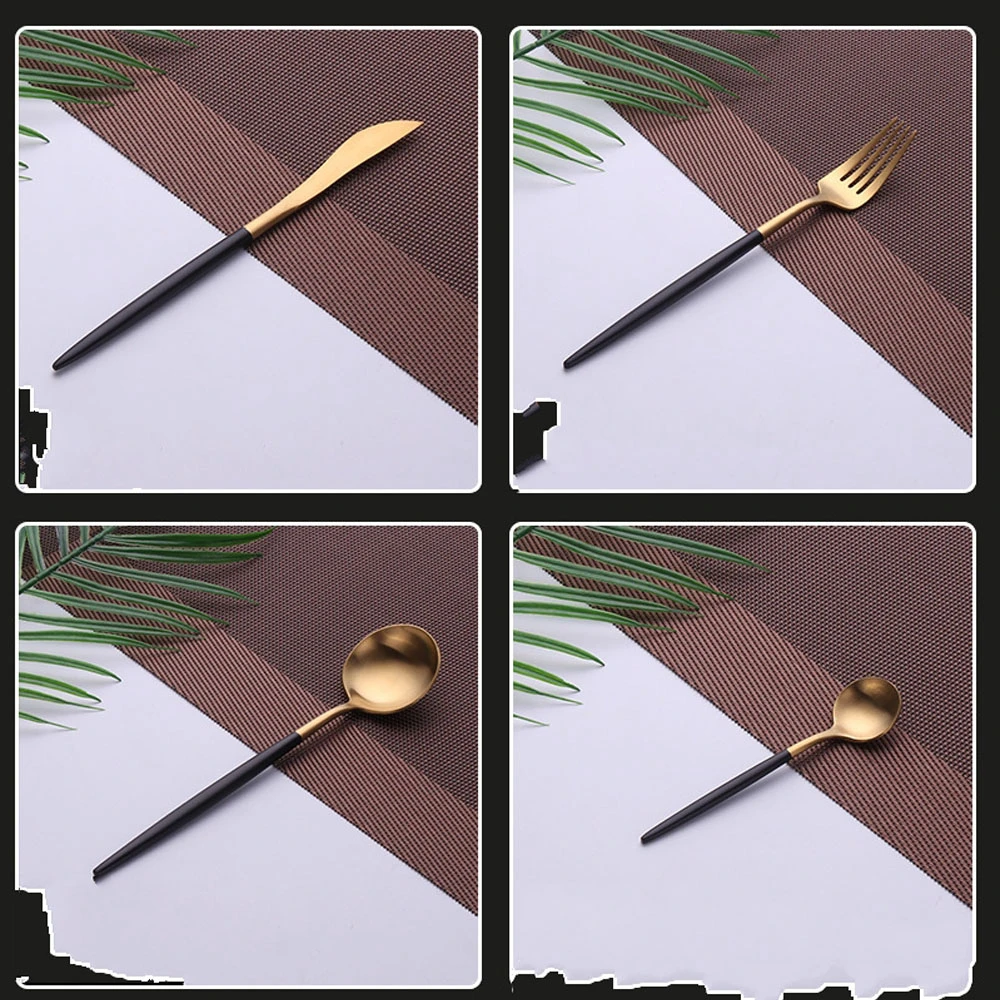 Столовые приборы Золотая вилка нож ложка набор роскошные ножи из нержавеющей стали вилки наборы ложек столовая посуда для бара для кофе чая