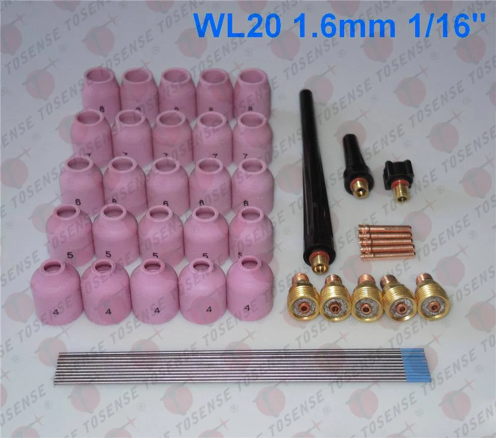 

48pcs TIG Welding Kit Gas Lens for Tig Welding Torch WP-9 WP-20 WP-25 WL20 1/16
