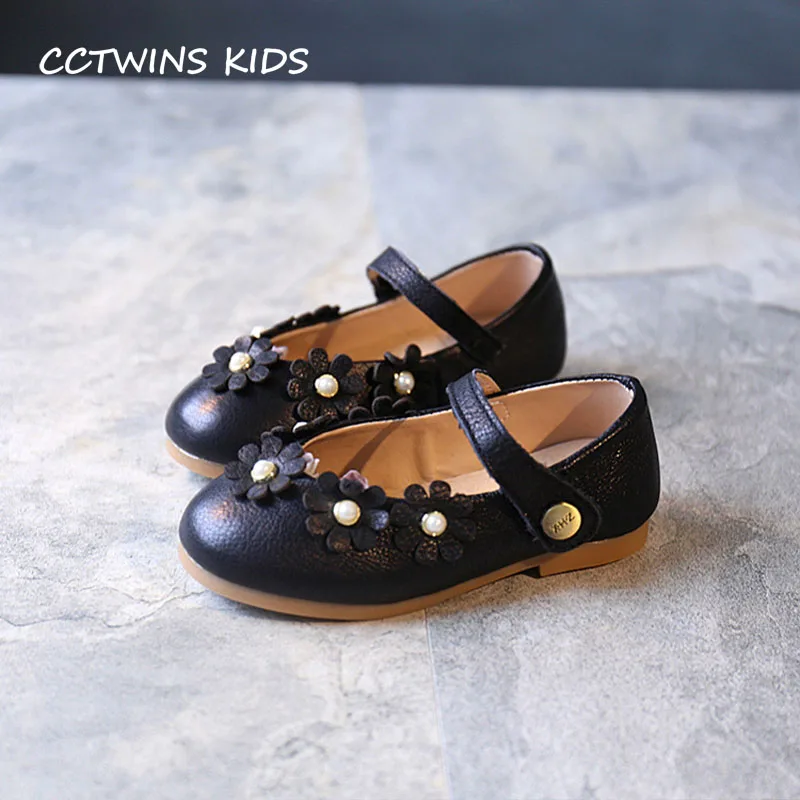 

CCTWINS KIDS 2017 Toddler Strap Flower Shoe Kid Pu Leather Stud Shoe Baby Girl Fashion Children Brand Rivet Black Flat G1158