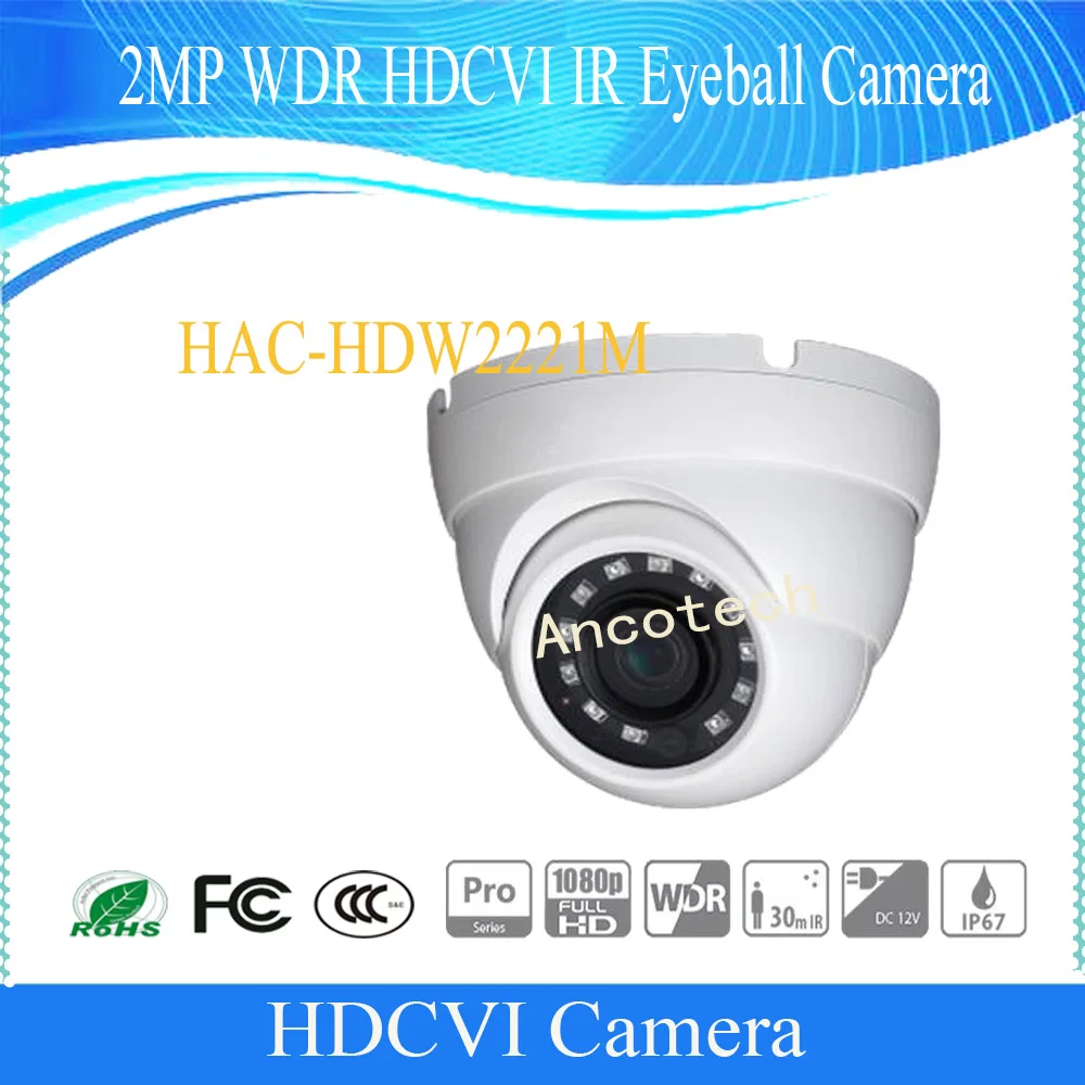 

Free Shipping DAHUA CCTV Security Camera 2MP 1080P FULL HD WDR HDCVI IR Eyeball Camera IP67 Without Logo HAC-HDW2221M