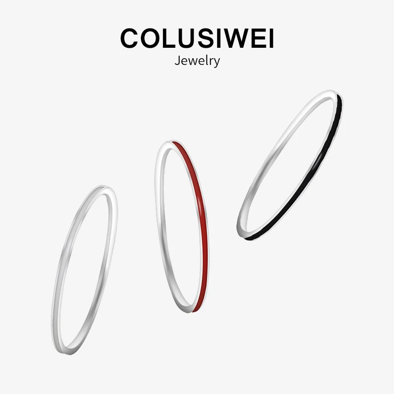 Colusiwei Новый стиль 925 стерлингового серебра Эмаль Шарм простые кольца 3 Цвет модное