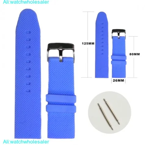 26mm Ocean Blue Color Silicone Jelly Rubber Unisex Watch Band Straps WB1062U26JB