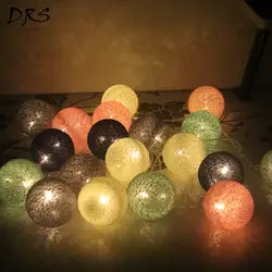 Светодиодный ватный шар лампа струнная Ночная лампа тайские шарик ручной работы фестиваль Спальня Гостиная Декор домашний ночной