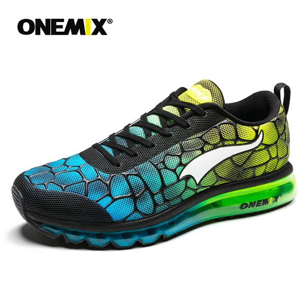 ONEMIX мужские легкие спортивные кроссовки, черные дорожные кроссовки для бега, уличные мужские спортивные кроссовки для ходьбы с воздушной подушкой - Цвет: Green