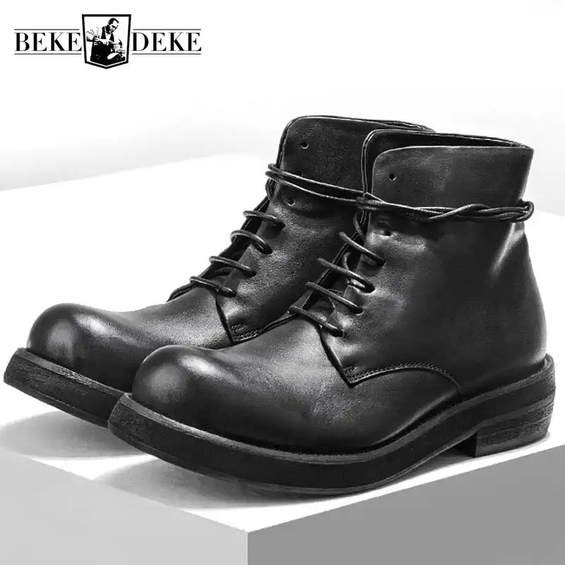 mens black lace up work boots