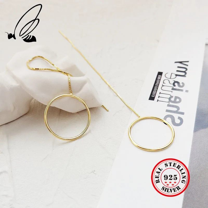 Женские длинные серьги цепочки Aros Aretes из чистого стерлингового серебра 925 пробы с