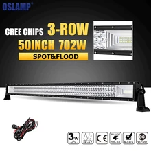 Oslamp 50″ 702W LED Light Bar Offroad 4×4 Led Bar Lights 3-Row Led Work Light Bar Combo Beam DC12v 24v for Jeep Truck Pickup 4WD