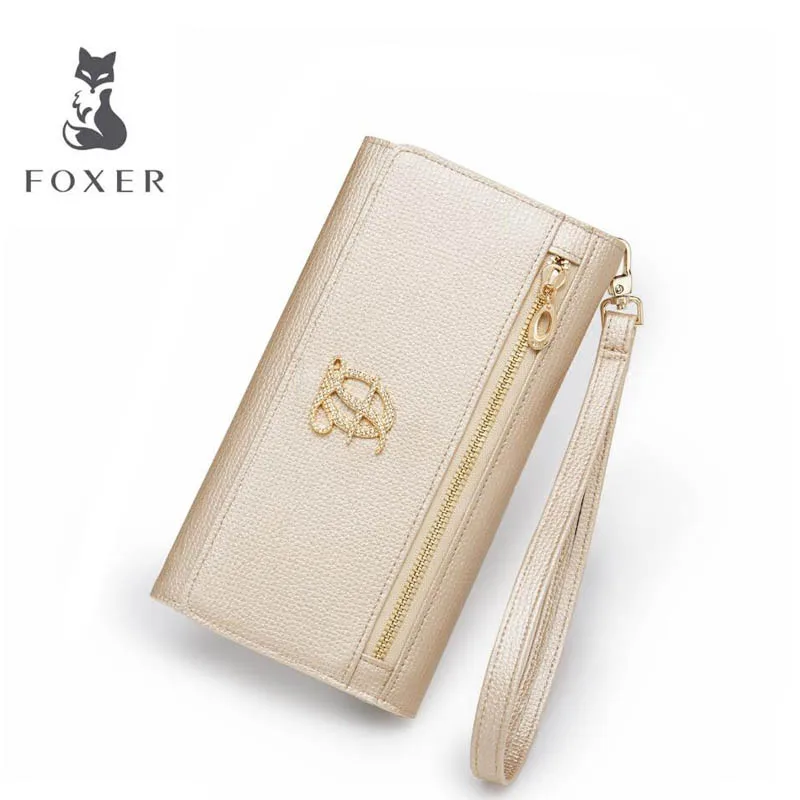 

FOXER 2019 New women wallets fashion designers women long wallet leather Buckle purse wallet women clutch bag