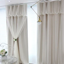 Custom Princess Beauty Korean Brand Blacckout Shade Curtain Girl’s Bedroom Lace Sheer Tulle Curtain Living Room Window Curtains