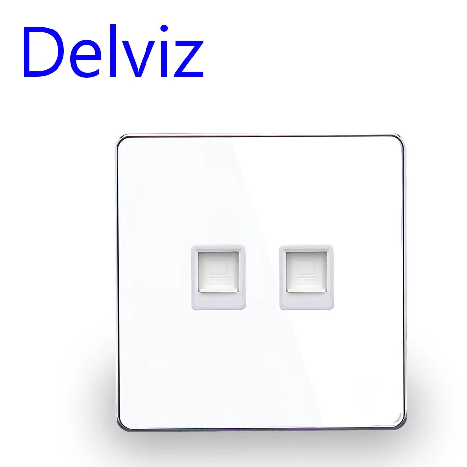 RJ45 socket wall Computer Panel, CAT5E Network Module,Dual rj45 socket,Crystal Glass Panel Cable 2 port network Interface Outlet