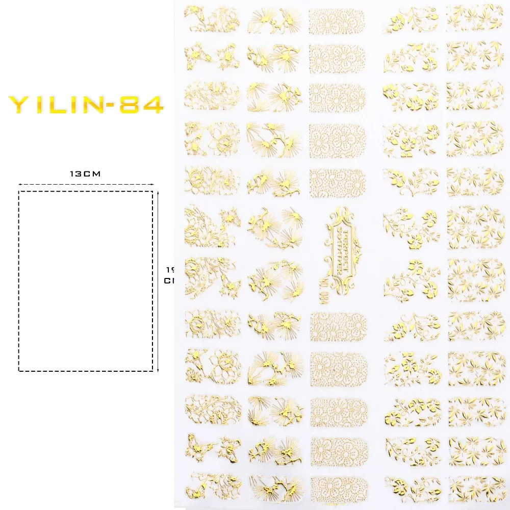 

Top Fashion 3D Gold Nail Art Stickers Mix 1 Sheet Stickers for Nail