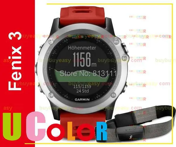 Genuine New Garmin Fenix 3 GPS Watch with HRM-RUN Silver / Red