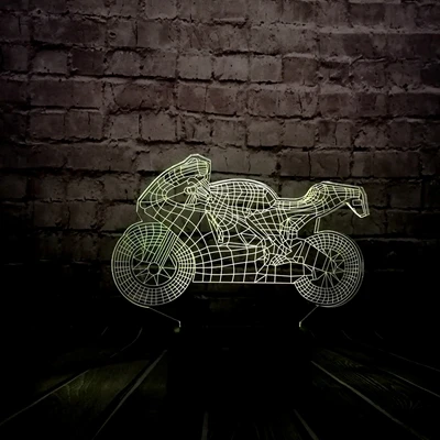 Новинка, светодиодный 3d-ночник, человек, езда, мото rcycle moto cykel, светодиодный свет, игровой автомобиль, 7 цветов, изменение, подарок для мальчика, декоративная игрушка для moto RC - Испускаемый цвет: 5