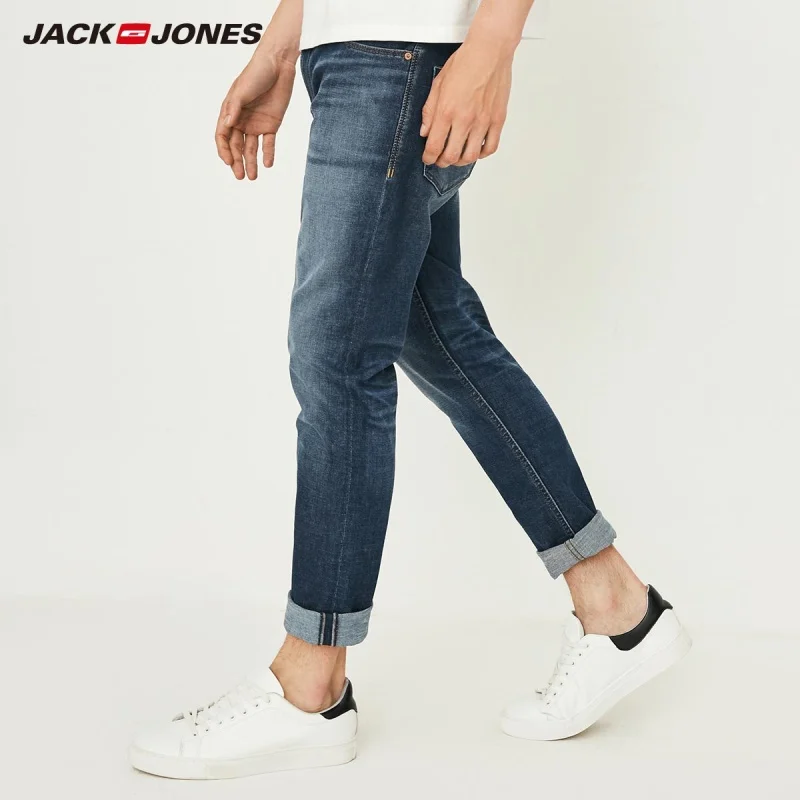 Мужские Стрейчевые обтягивающие укороченные джинсы JackJones джинсовые брюки