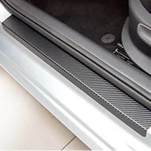 New Hot Universal 4 Pcs Set 3D Black Carbon Fiber Style Car Door Sill Sticker Step
