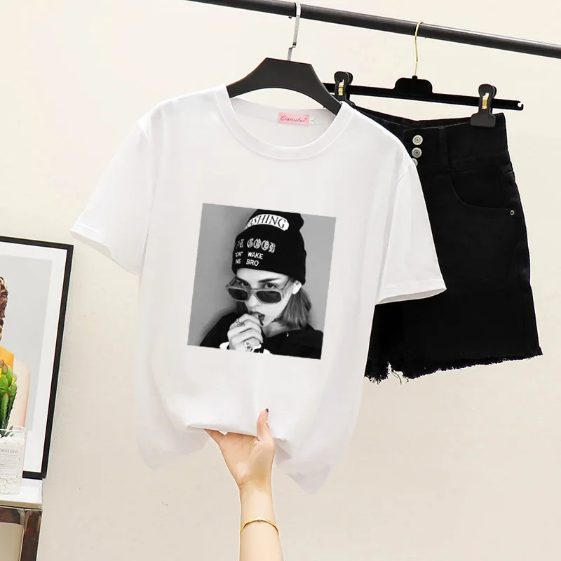 Плюс Размеры S XXXL Harajuku летняя футболка Новинки для женщин поступления Мода с О