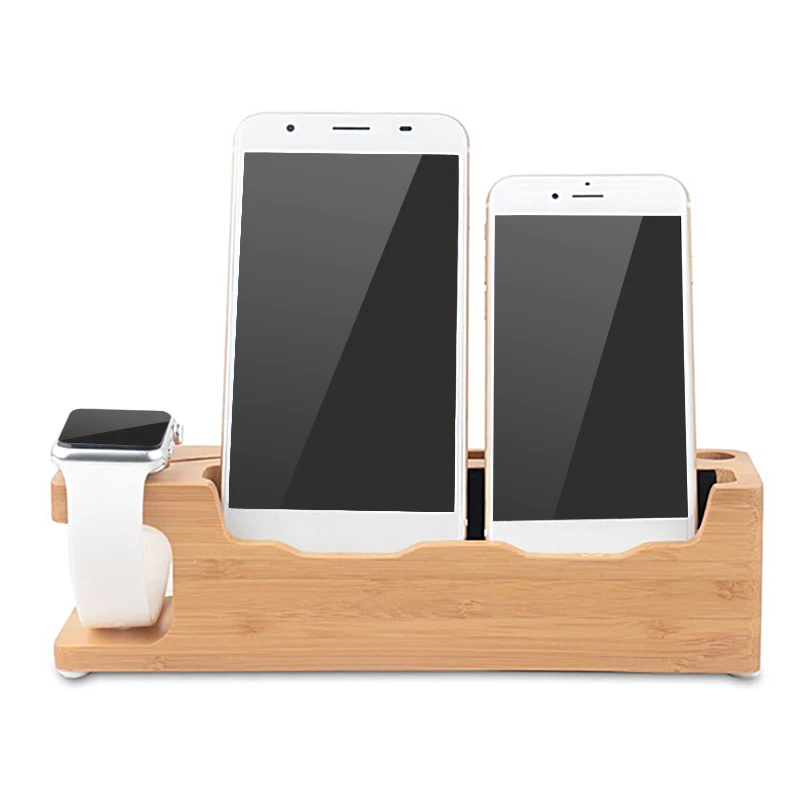 Mobile Phone Charging Stand Natural Bamboo Charging Phone Storage