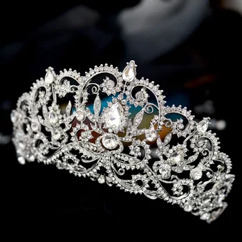 

European and American hollowed-out water drill head crowns bride wedding ornaments headdress hair comb birthday princess big cro