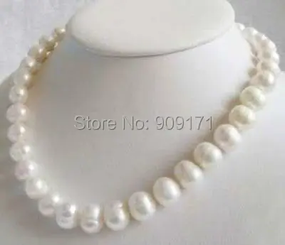 

Free Shipping>>Big 10-11MM Natural White akoya cultured pearl necklace 18
