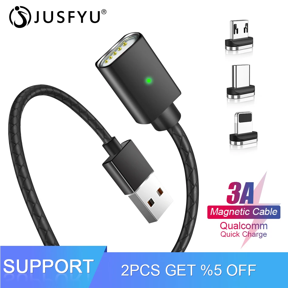 

Magnetic Charging USB Cable Quick Charge for iPhone X XS MAX USB Charger USB Type C 3A Phone Fast Charge Micro Phone USB Cable