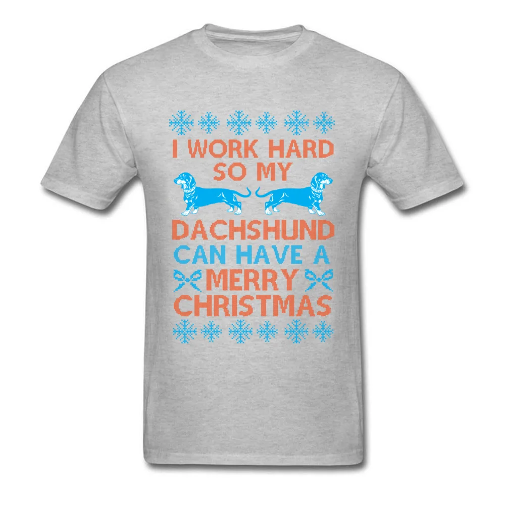 Dachshund Christmas V2 Tops Tees Faddish O Neck Printing Short Sleeve 100% Cotton Adult T-shirts Printed Tee-Shirt Dachshund Christmas V2 grey