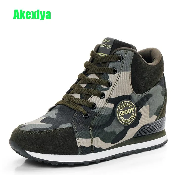 

Akexiya Women Wedge Sneakers Camouflage Canvas Shoes Women's Causul Shoes Female Comfort Footwear Height Increasing Shoe