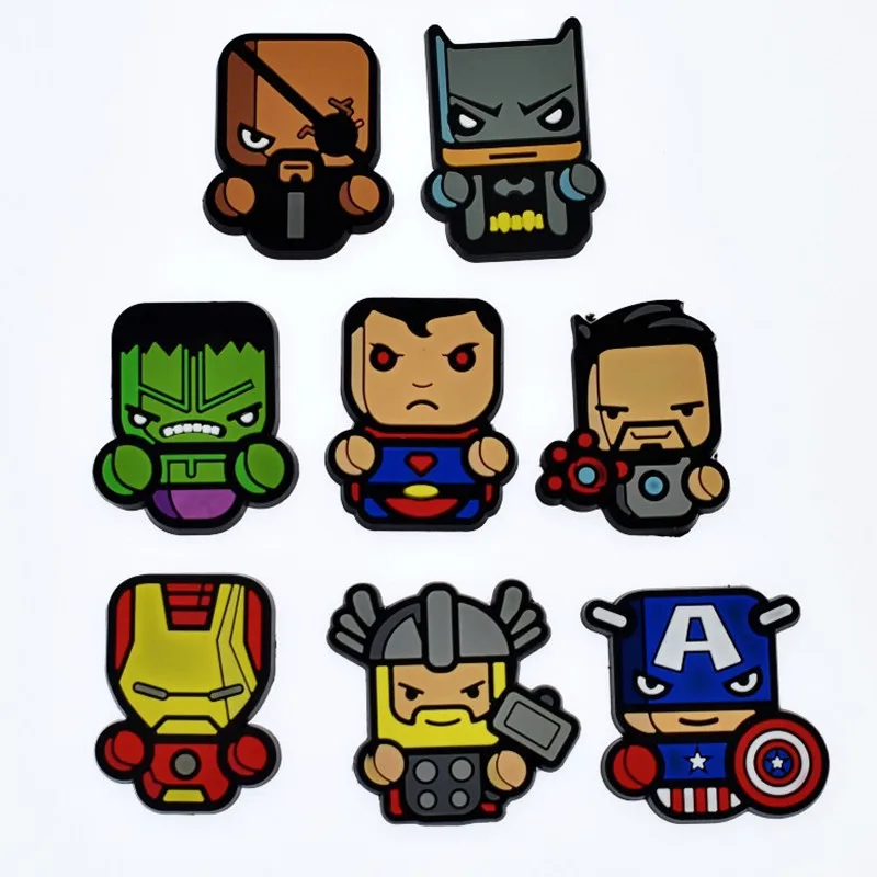 

100Pcs Cartoon Cute Batman Raytheon Heroes PVC Decoration Accessories Flat Back DIY Phone Case Gadgets Fit Bracelets Shoe Charms