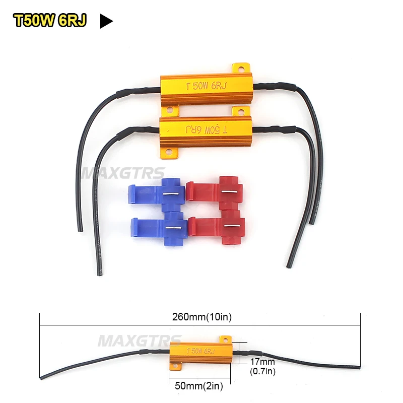 2Pcs H7 50W 6Ω LED decoder car load resistor warning canceller decoder light BH