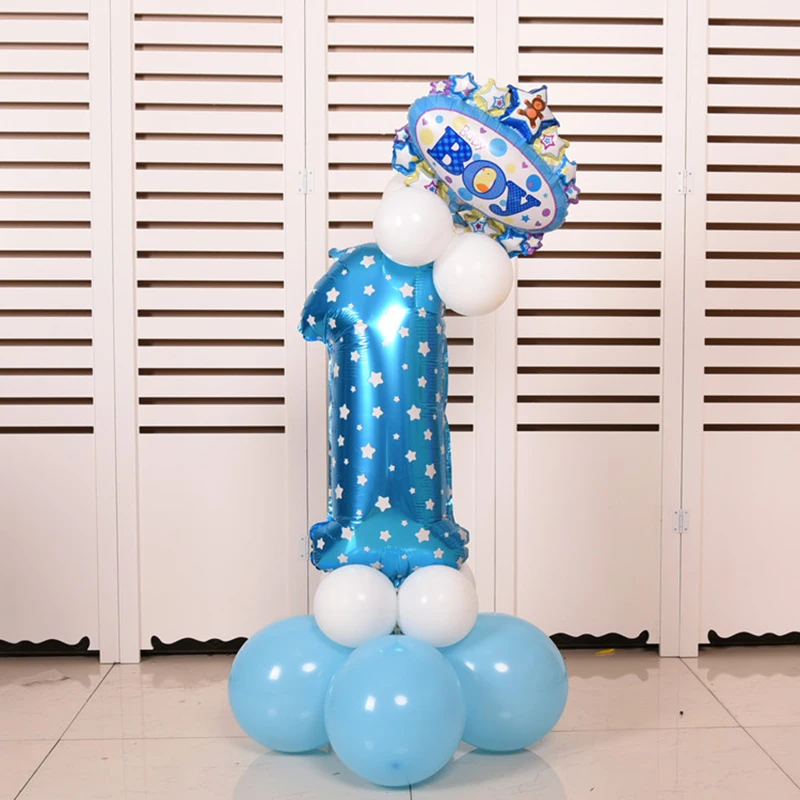 32 дюймов розовый и голубой номер фольги шары гелиевые шары с цифрами Свадебные украшения день рождения воздушные шары поставки