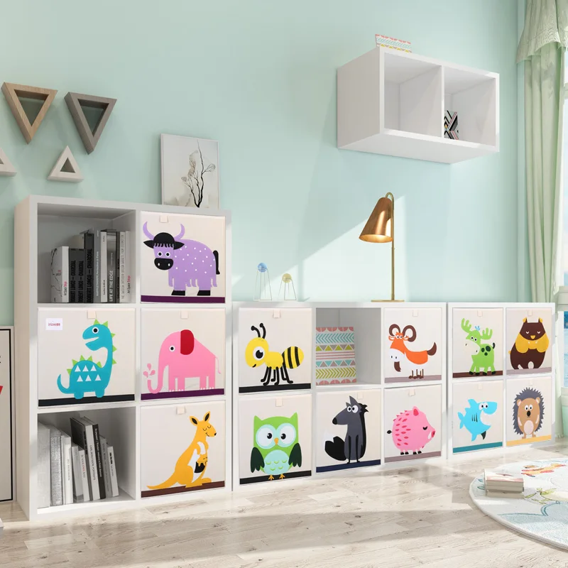 3d мультяшный ящик для хранения животных, детский игрушечный Органайзер, складная корзина для хранения одежды, офисный органайзер, шкаф для хранения, полка для книг