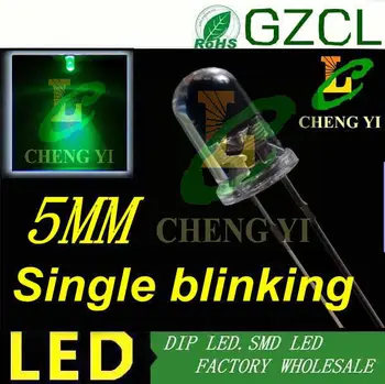 

Free shipping 1000PCS Green LED diode 1.5Hz automatic 5MM flashing DIP LED(CE&Rosh)