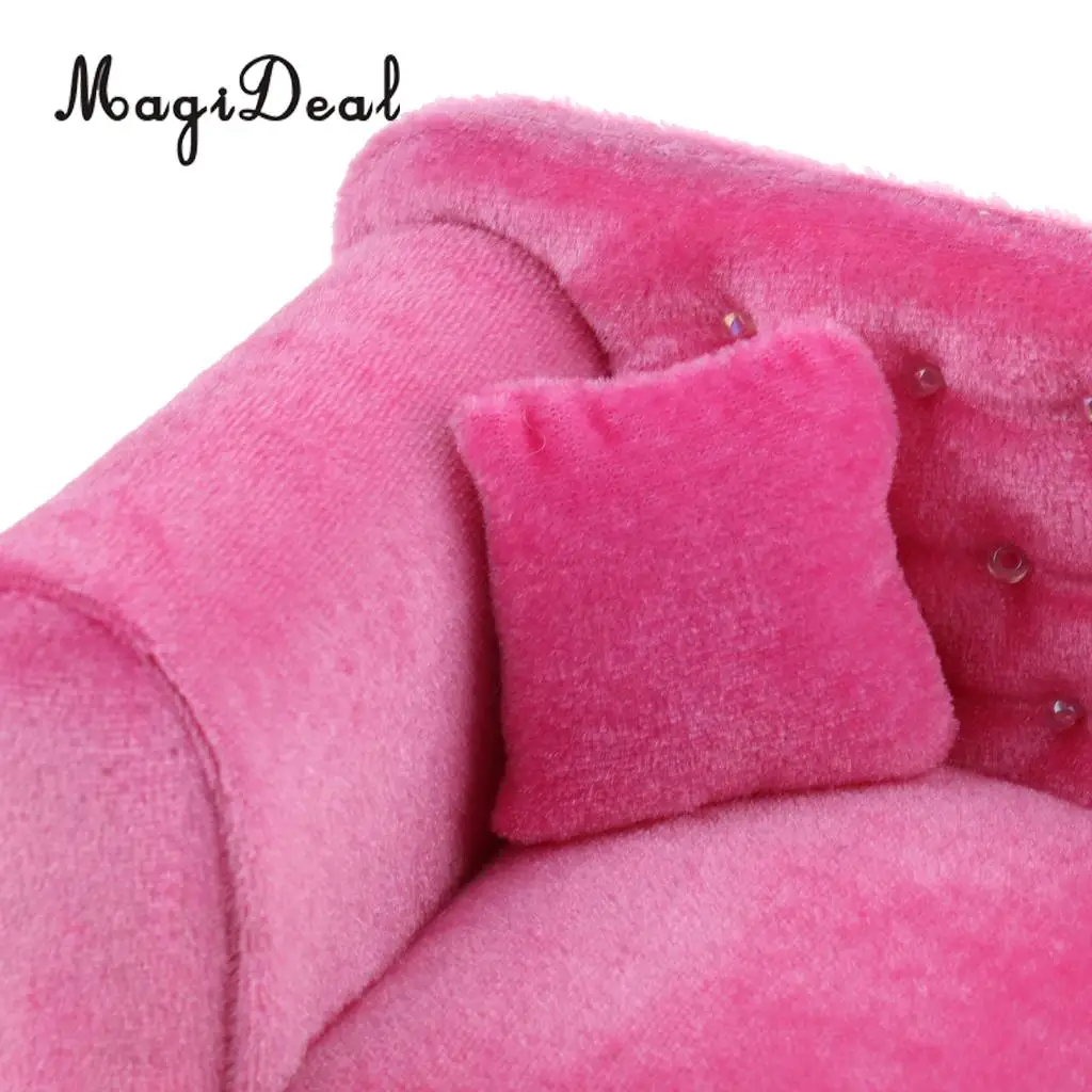 MagiDeal 1Pc Pink Long Sofa with Cushions Furniture for 1/6 Scale Dolls Action Figure Dollhouse Accessories Children Kids Toy