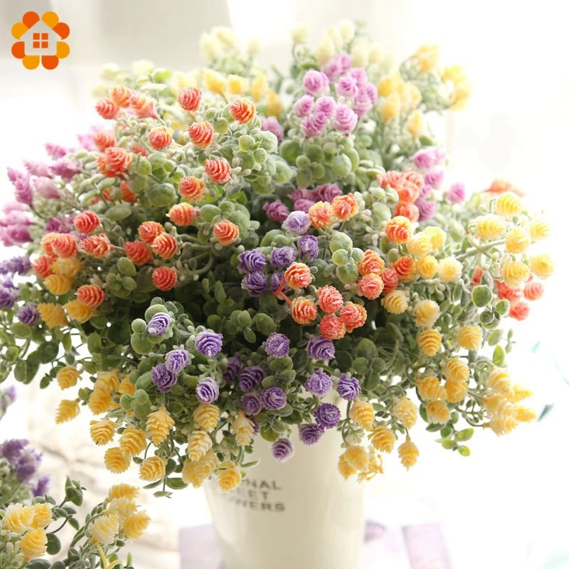 New!1PC Artificial Flowers Milan Flower with Green Plants Grass