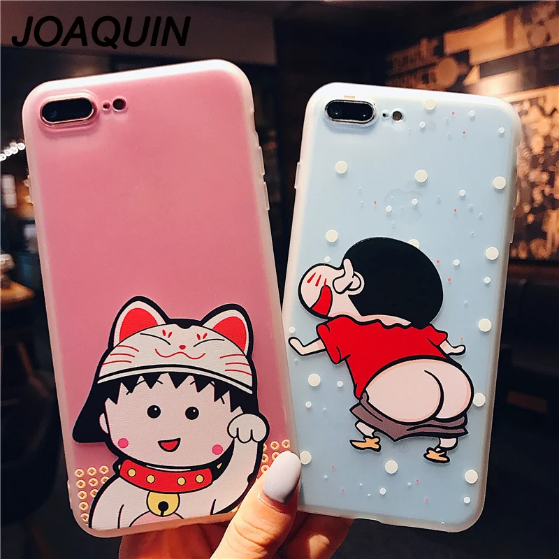 

Japan Cartoon Soft TPU Back Cover Crayon Shin-chan Cute Lovely Girl Pink Phone Case for iPhone 8 6 Plus/6s Plus 6s 7/7 Plus X