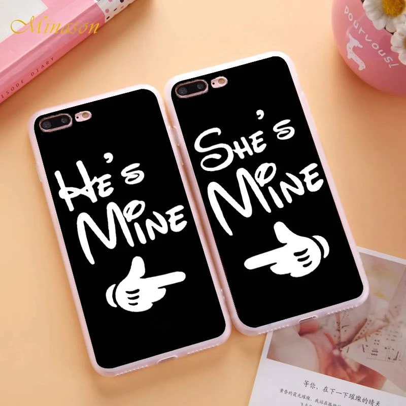 

Minason He's Mine She's Mine Best Friend Couple Case Cover For iPhone X 8 5 5S 6 6S 7 Plus Soft TPU Silicone BFF Fundas Coque