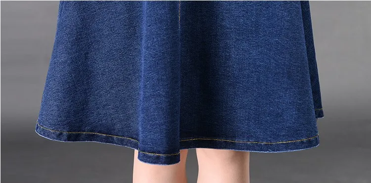 Новинка 2019 года; сезон весна-осень; Офисная Женская хлопковая юбка; большие размеры; Брендовая женская джинсовая юбка в стиле ампир; одежда