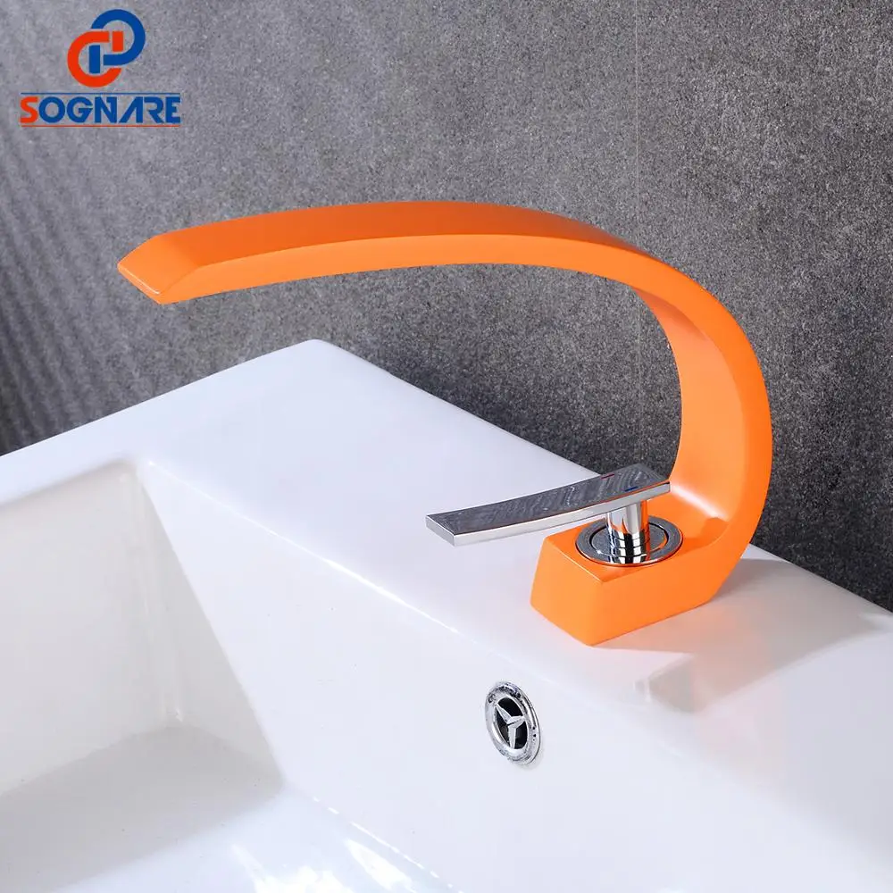 Sognare Orange Basin Faucet Mixer Single Handle Hot And Cold Water