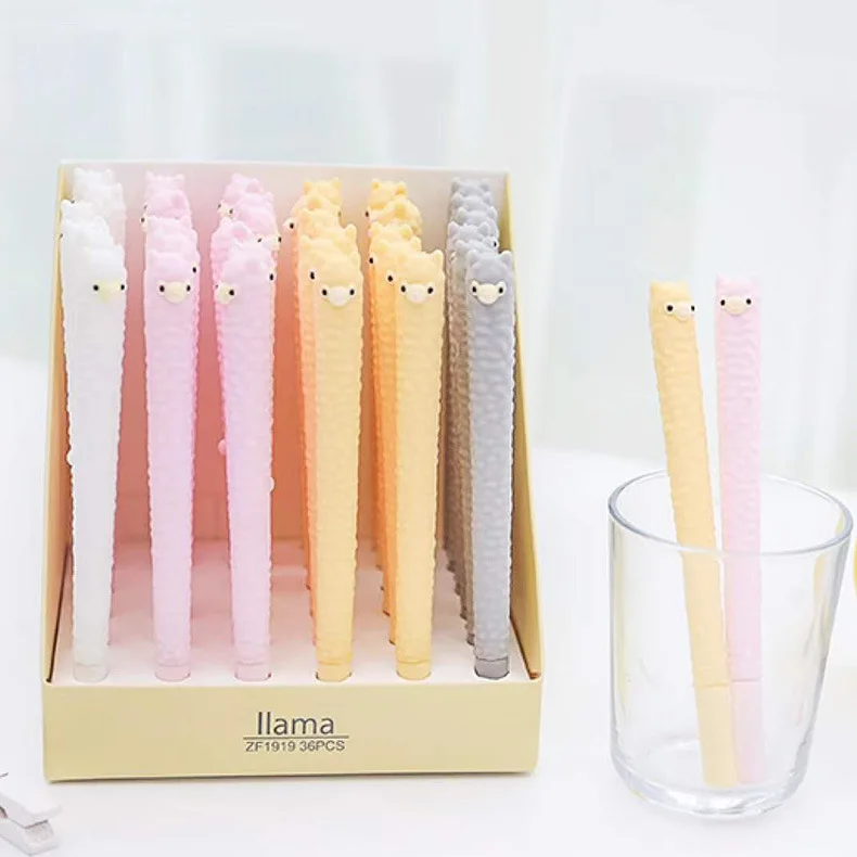 

36 Pcs Gel Pens Kawaii Soft Alpaca Black Colored Gel-inkpens for Writing Gel Pen Cute Stationery Office School Supplies