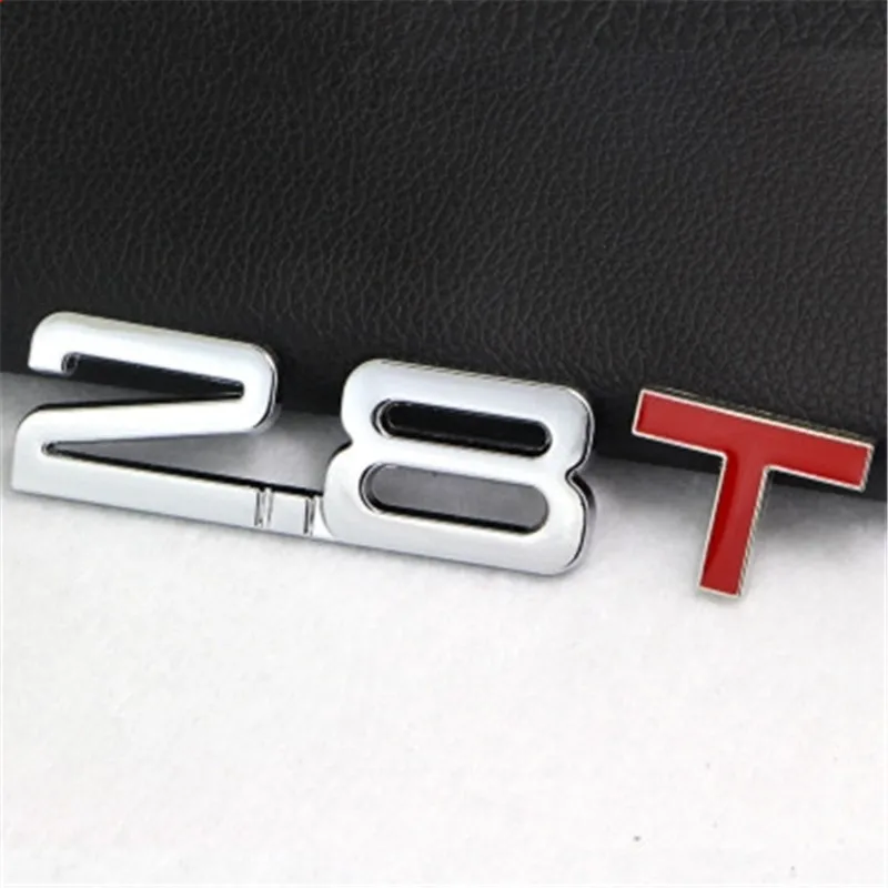 Автомобильная Наклейка 3D металлическая 1,6 T 1,8 T 2,0 T 2,8 T логотип наклейка эмблема значок наклейки для VW Mazda benz TOYOTA BMW Ford audi Kia Стайлинг автомобиля - Название цвета: 2.8T