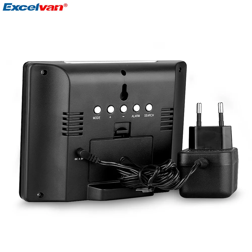 EXCELVAN COLOR Wireless Weather Station With Forecast Temperature Humidity EU Plug Alarm and Snooze Thermometer Hygrometer Clock8