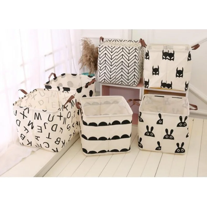 new Large Cotton Handle Folding Laundry Basket Toys Organizer Clothing Storage Bag Dirty Clothes Bucket Laundry Holder Stand Bin
