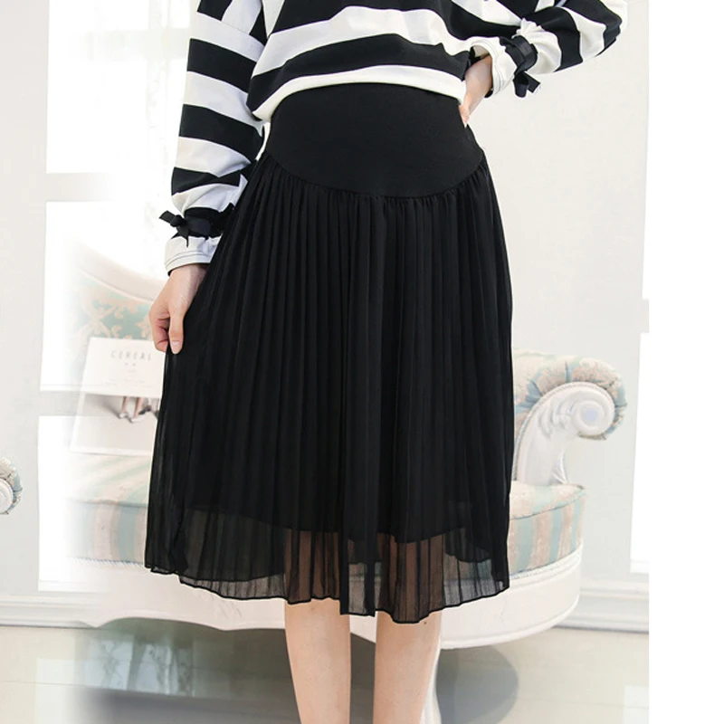 

Summer New 2018 Medium-long Pregnant Women Skirts Maternity Clothes Fashion Chiffon Pleated Puff Skirt Pregnancy Casual Skirt