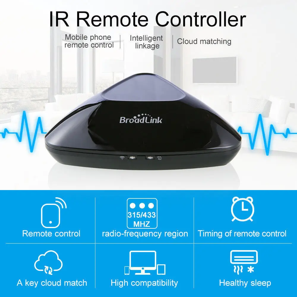 Broadlink RMPro+ WiFi+IR+RF Control for Alexa Google Home IFTTT Smart Home 315/433Mhz APP Remote Control AU/UK/EU/US Standard