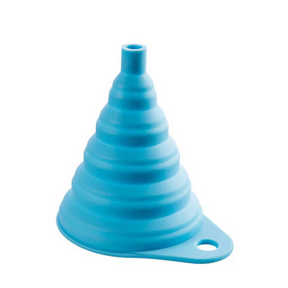 1Pcs Food Grade Silicone Flexible Foldable Kitchen Funnel for Liquid Oil Diffuser Hopper Home Kitchen Gadgets 8 Colors - Цвет: Синий