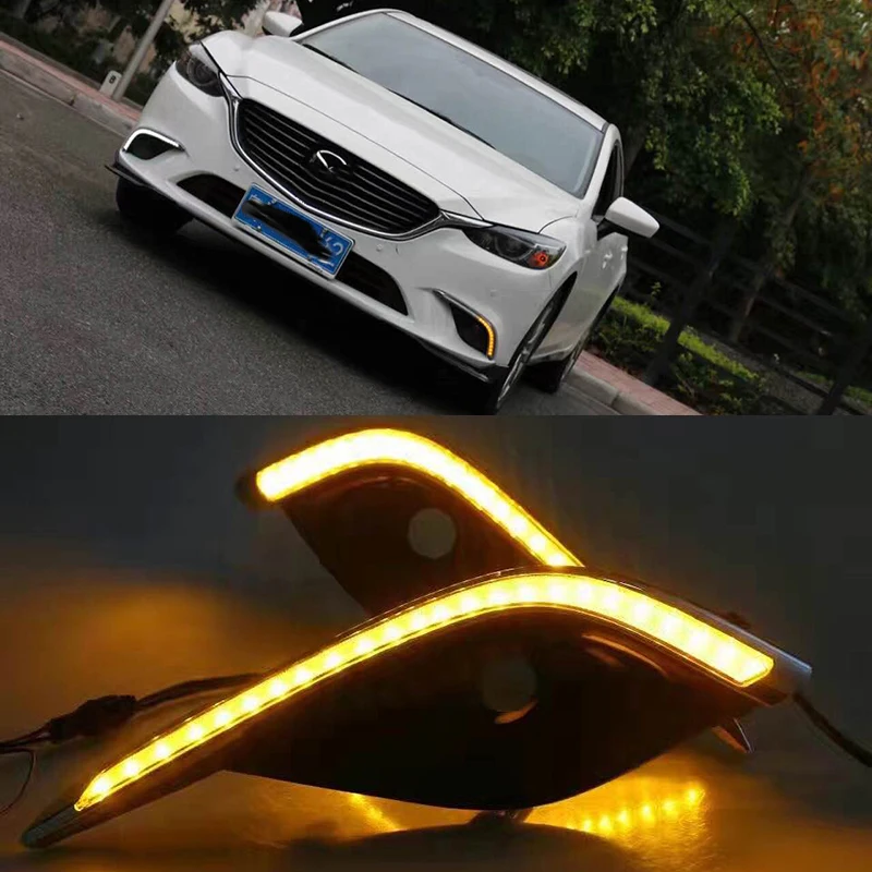 

1 Pair car styling LED DRL Daytime Running light Driving Day Fog Lamp Lights For Mazda 6 Mazda6 Atenza 2016 2017 white blue